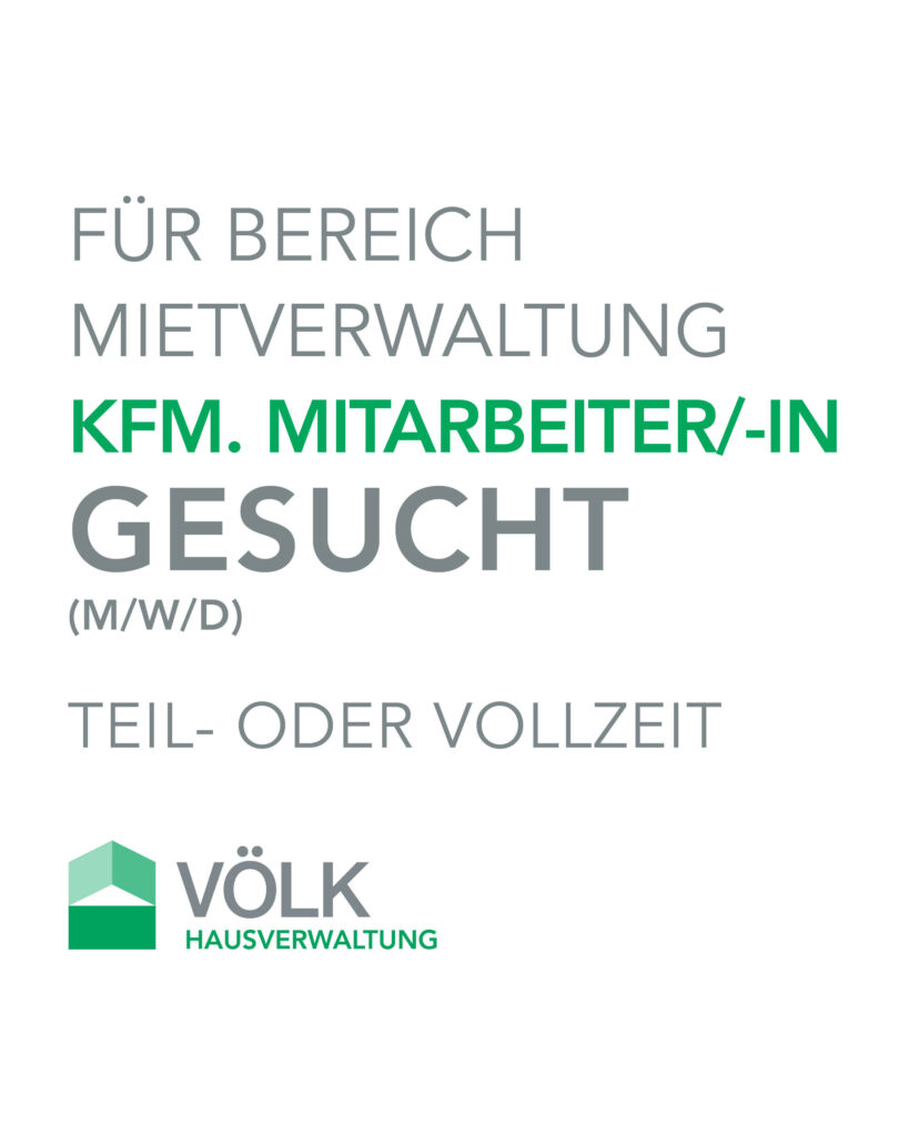 Jetzt bewerben! Kaufmännischer Mitarbeiter (m/w/d) für den Bereich Mietverwaltung