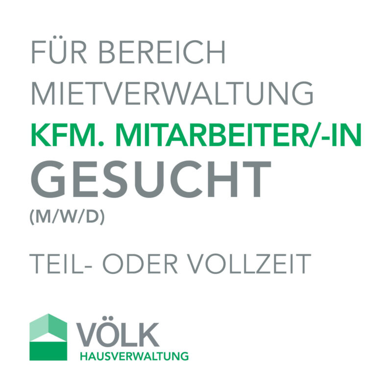 Jetzt bewerben! Kaufmännischer Mitarbeiter (m/w/d) für den Bereich Mietverwaltung