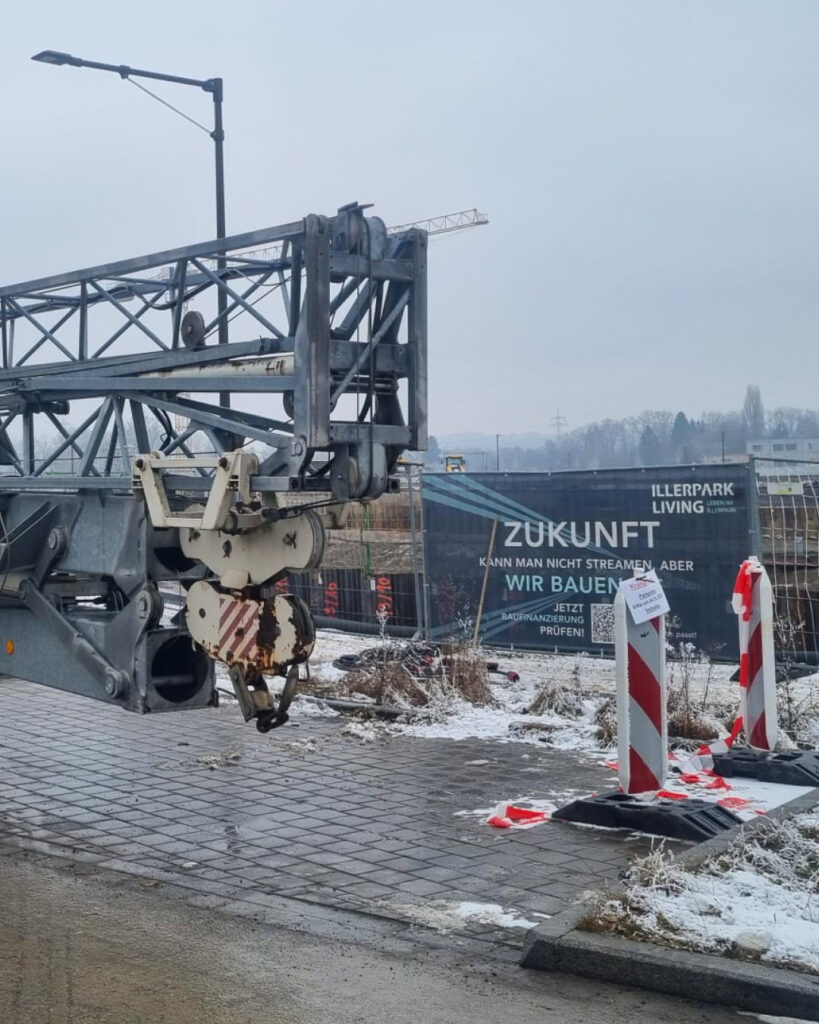 Kranaufstellung Rohbau Baufortschritt Illerpark Living