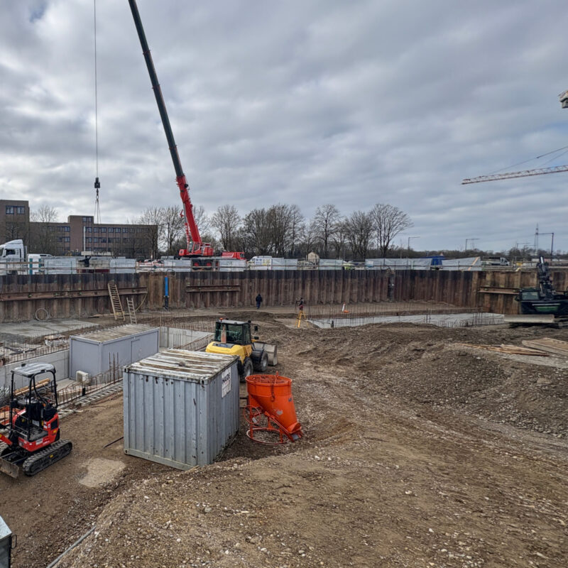 Baufortschritt Illerpark Living Neu-Ulm Kranaufstellung